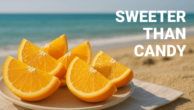 Image of a digital screen showcasing a produce brand at the grocery store front end