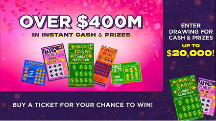 Image of a digital screen showcasing a lottery brand at the grocery store front end