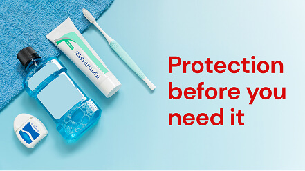 Image of a digital screen showcasing an oral care brand at the grocery store front end