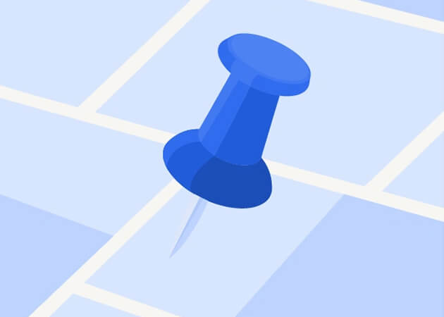 Illustration of a pin on a map to portray geographic targeting